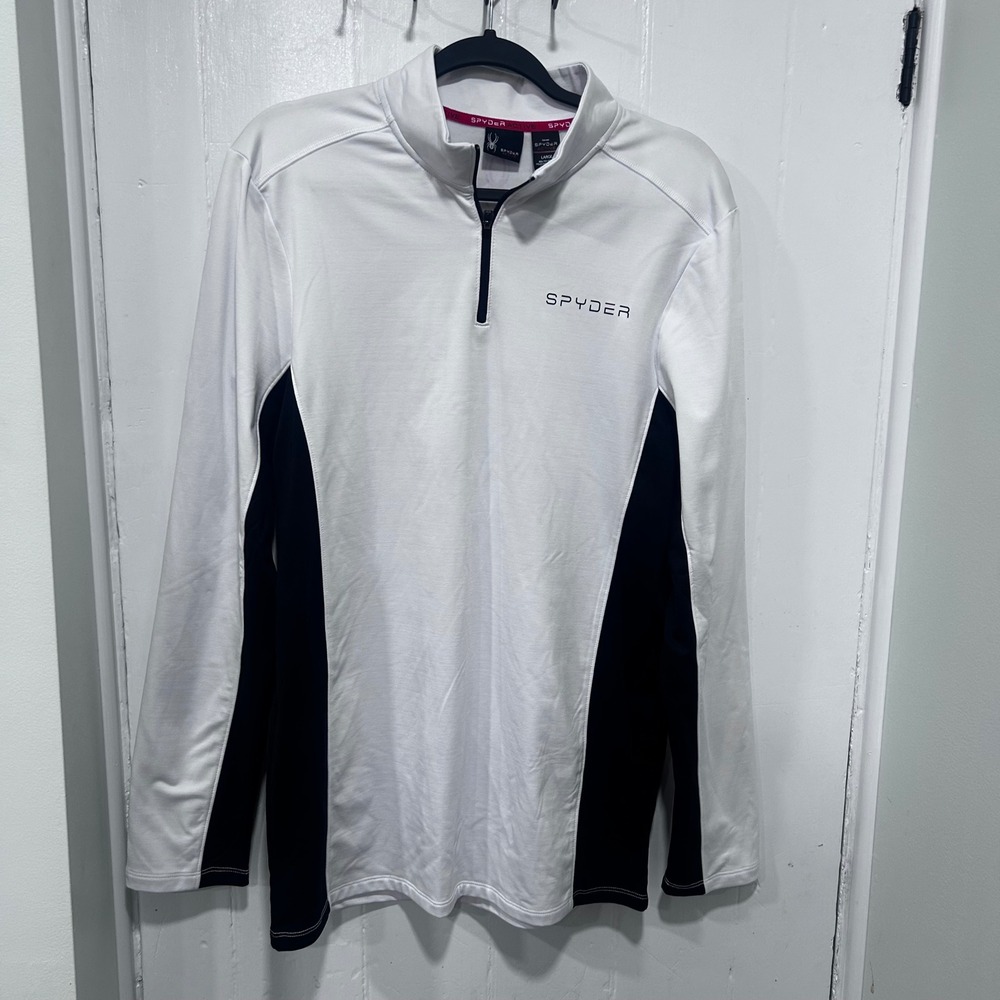 Spyder Active Womens ProWeb Quarter Zip Pullover White Black Large SPM848